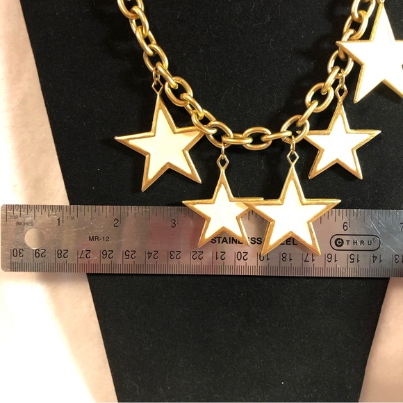 Premier Designs matte gold and cream stars necklace and pierced earrings set - Picture 9 of 10